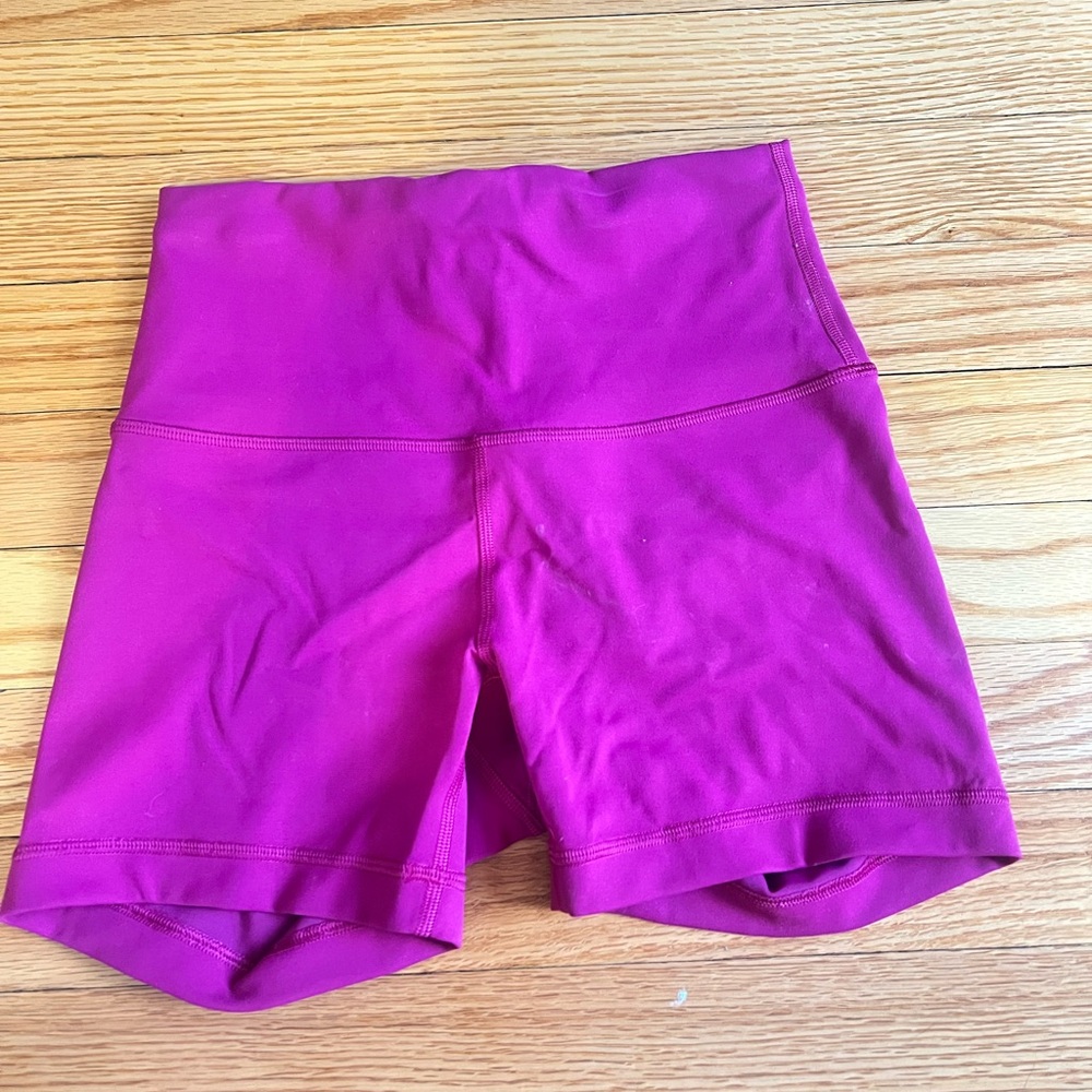 Lululemon Athletica Pink Bike Shorts High-Waisted Stretch